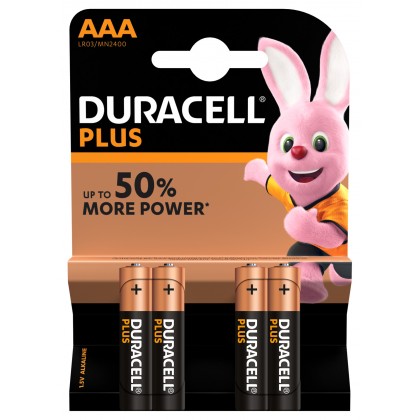 Pila Duracell alcalina AAA PLUS POWER LR03 - 4 unidades