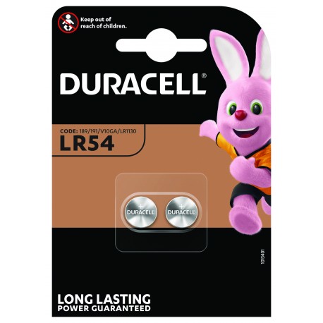 Pila de botón Duracell LR54 - 2 unidades