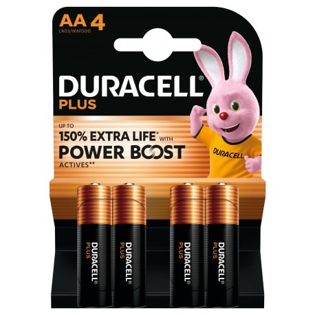 Pila alcalina Duracell PLUS POWER AA LR6 - 4 pilas